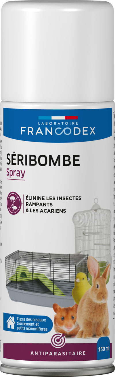 FRANCODEX SERIBOMBE Environnement Spray Antiparasitaire Cages et Volières 150ml