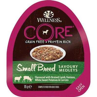 WELLNESS CORE Chien Small Breed Savoury Medley Nourriture humide Agneau Chevreuil Légumes 85g