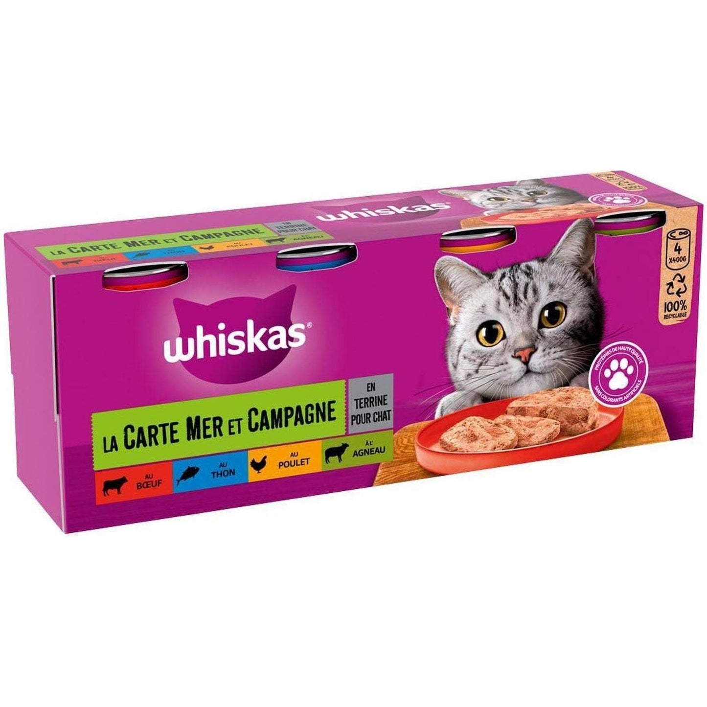 WHISKAS La Carte du Marché en Terrine pour Chat Adulte 4x400g