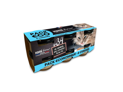 HAMIFORM Pack 6 Pots Recette N°34 Saumon Crevettes pour Chat 6x80g