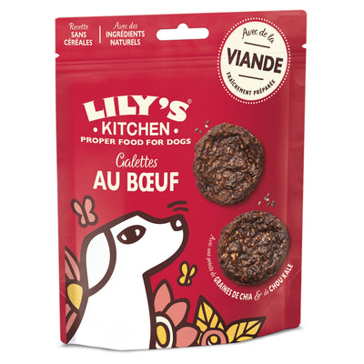 LILY'S KITCHEN Galettes au Bœuf Mini Burgers Friandises pour Chien Adulte Sans Céréales 70g
