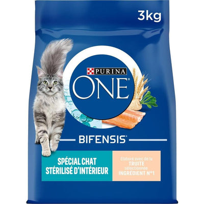 PURINA ONE Spécial Chat Stérilisé d'Intérieur Truite et Céréales Complètes 3 kg