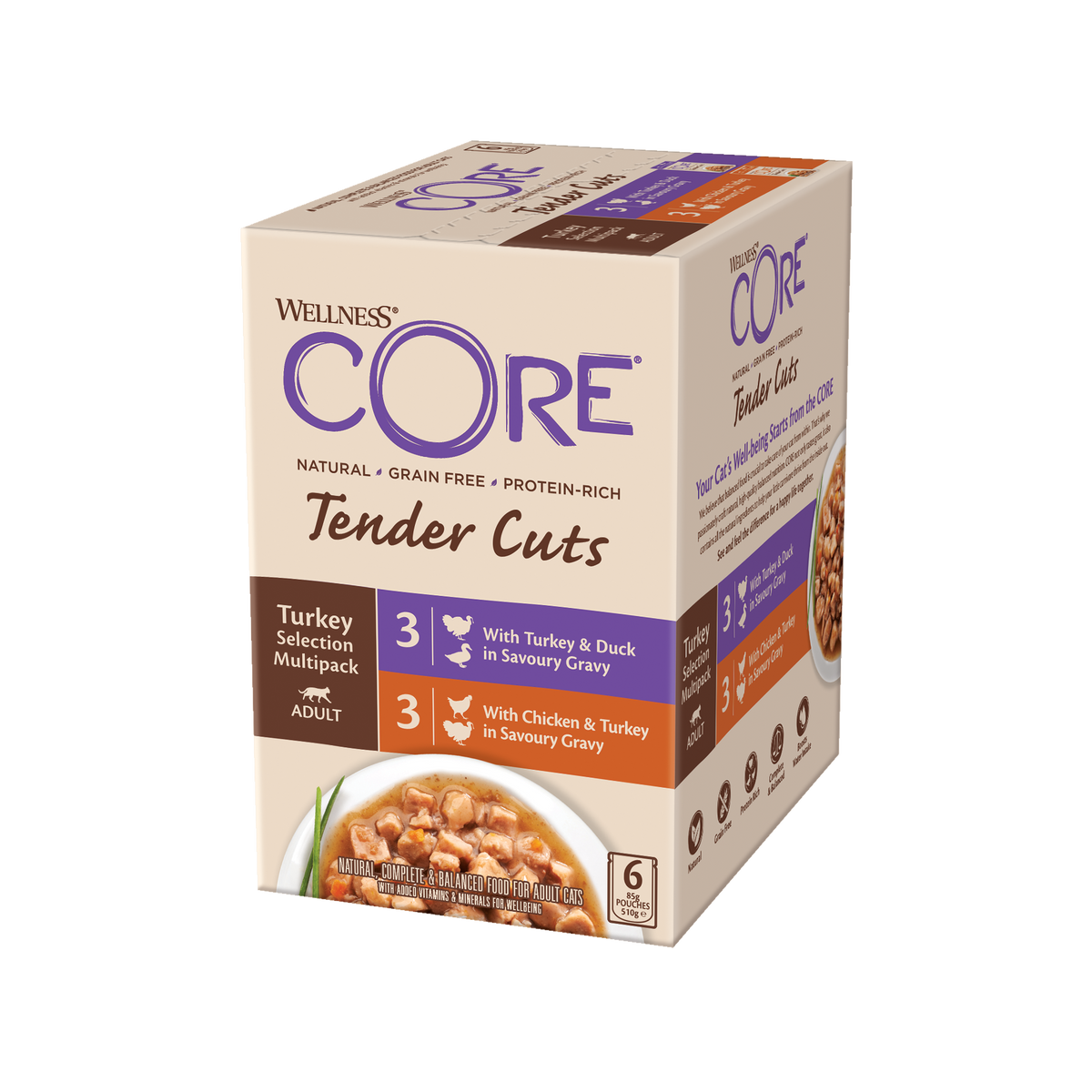 WELLNESS CORE Tender Cuts Multipack Chat Sélection Dinde 6x85g