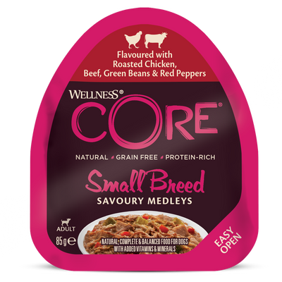 WELLNESS CORE Chien Savoury Medley Nourriture humide Poulet Boeuf Légumes 6x85g