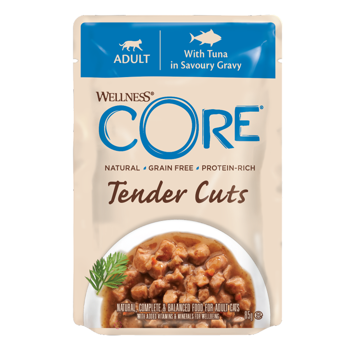 WELLNESS CORE Tender Cuts Chat Thon en Sauce 85g