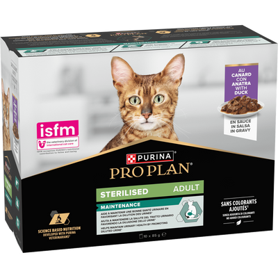 PURINA PRO PLAN Sterilised Adult 1+ Savoury Duo au Canard et Foie 10x85g