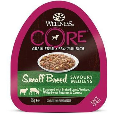 WELLNESS CORE Chien Small Breed Savoury Medley Nourriture humide Agneau Chevreuil Légumes 85g
