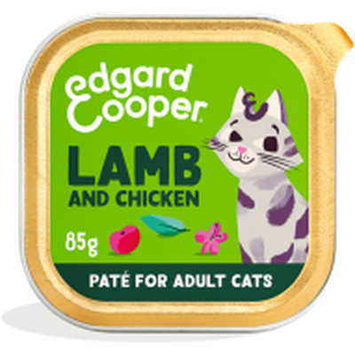 EDGARD COOPER Barquettes sans céréales pour chats adultes à l'agneau et poulet 85g
