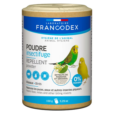FRANCODEX Poudre Insectifuge Oiseaux et Petits Mammifères 6x150g