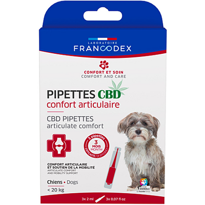 FRANCODEX 3 Pipettes CBD Confort Articulaire Chien moins de 20kg 3x2ml
