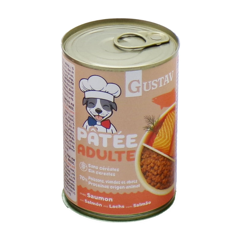 GUSTAV Pâtée chien adulte au saumon 400 g