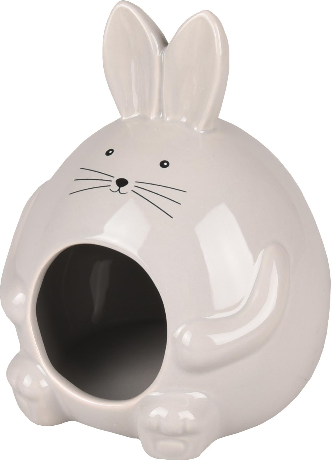 FLAMINGO Maison Hamster Hopper Céramique Gris 11.5x11.5x14cm