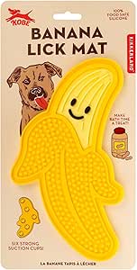 KIKKERLAND Kobe Banana Lick Mat Tapis à lécher en silicone Banane Jaune 12x21,5x1,25cm