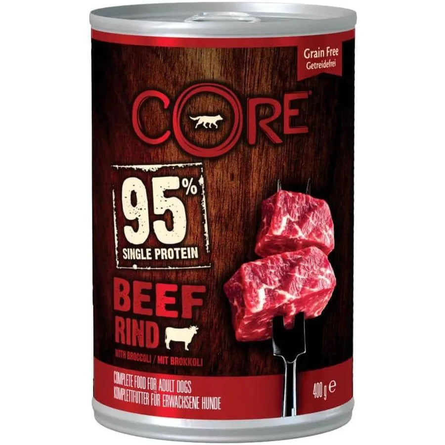 WELLNESS CORE Chien 95% Meat Nourriture humide Boeuf/Légumes 400g