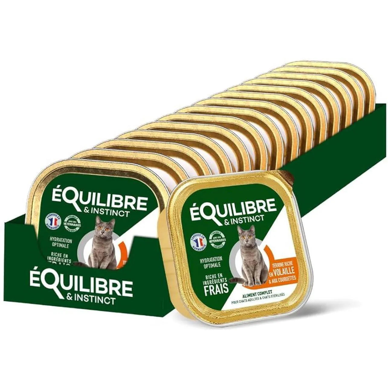 EQUILIBRE & INSTINCT Terrine pour chat stérilisé riche en volaille & courgettes 12x100g