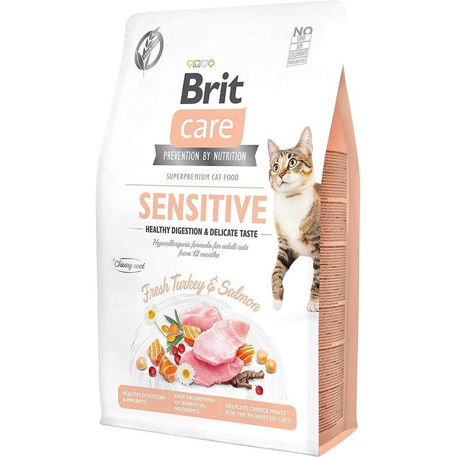 BRIT CARE Cat Grain-Free Sensitive Healthy Digestion Dinde et Saumon 2kg