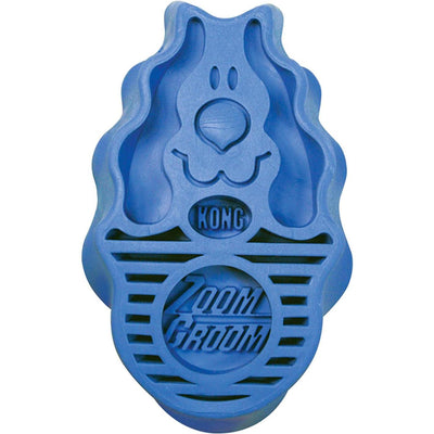 KONG ZoomGroom Brosse de Massage pour Chien et Chat Poils Courts Bleu