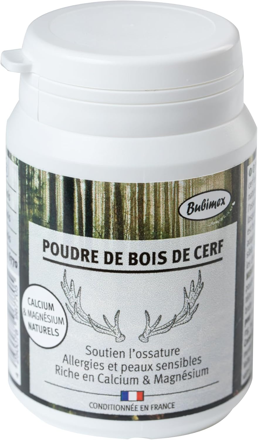 BUBIMEX Poudre de Bois de Cerf Complément Alimentaire 100% Naturel Chiens et Chats 60g