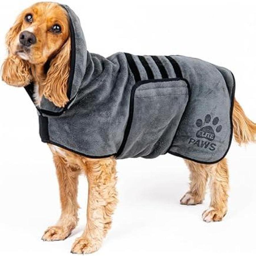 TRIXIE Peignoir Serviette pour Chien Gris Taille L Dos 60 cm Tissu Éponge Réglable