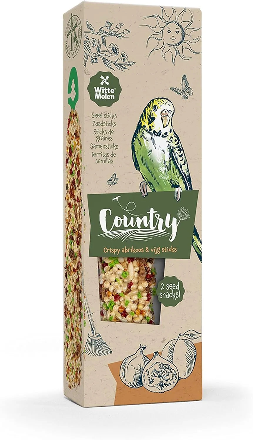 WITTE MOLEN Country Sticks Perruche Abricot & Figue 2 Sticks 60g