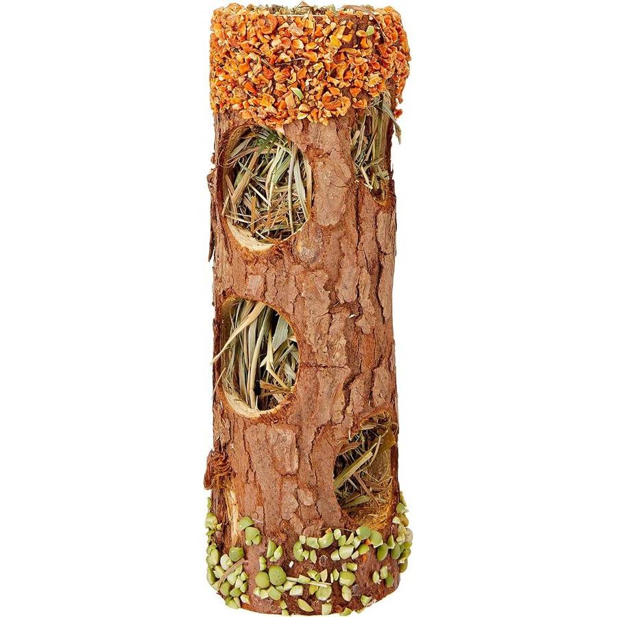 TRIXIE 2x Tube Tunnel en Bois d'Ecorce avec Foin Fleurs d'Hibiscus Carotte Pois 20cm 25g