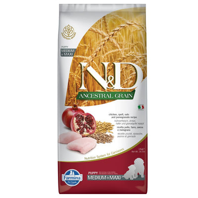 FARMINA N&D Ancestral Grain Croquettes Chiot Medium/Maxi Poulet & Grenade 12 kg