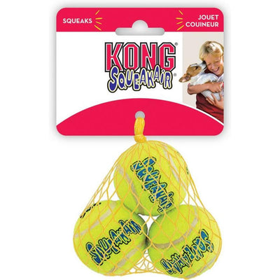 KONG Squeakair Balls M Lot de 3 balles de tennis pour chiens 6cm