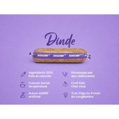 DOG CHEF Dinde 400g – Pâtée Fraîche Cuisinée Monoprotéine Chien