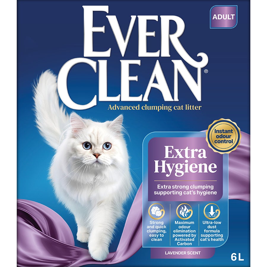 EVER CLEAN Extra Hygiene Lavender Litière Agglomérante Parfumée Lavande 6 L