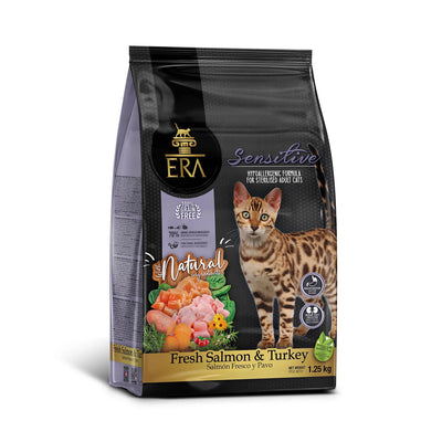 ERA Sans Céréales Chat Adulte Sensible Stérilisé Saumon frais & Dinde 1,25 kg