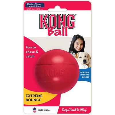 KONG Ball w/Hole L Balle en caoutchouc rouge Grande