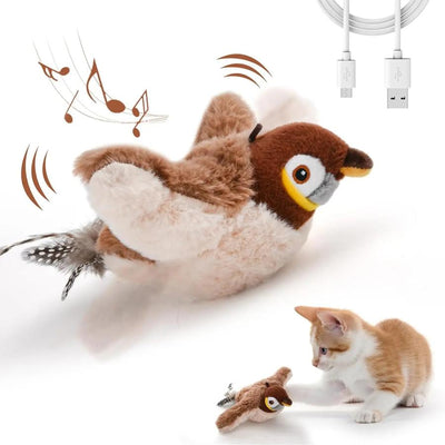 ZOOMALIN Oiseau en peluche interactif avec battement des ailes 24cm