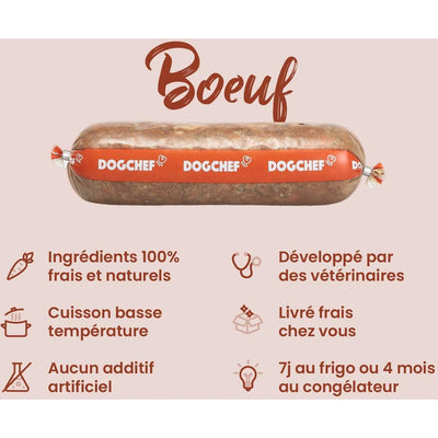 DOG CHEF Bœuf & Poulet 400g – Pâtée Fraîche Cuisinée pour Chien