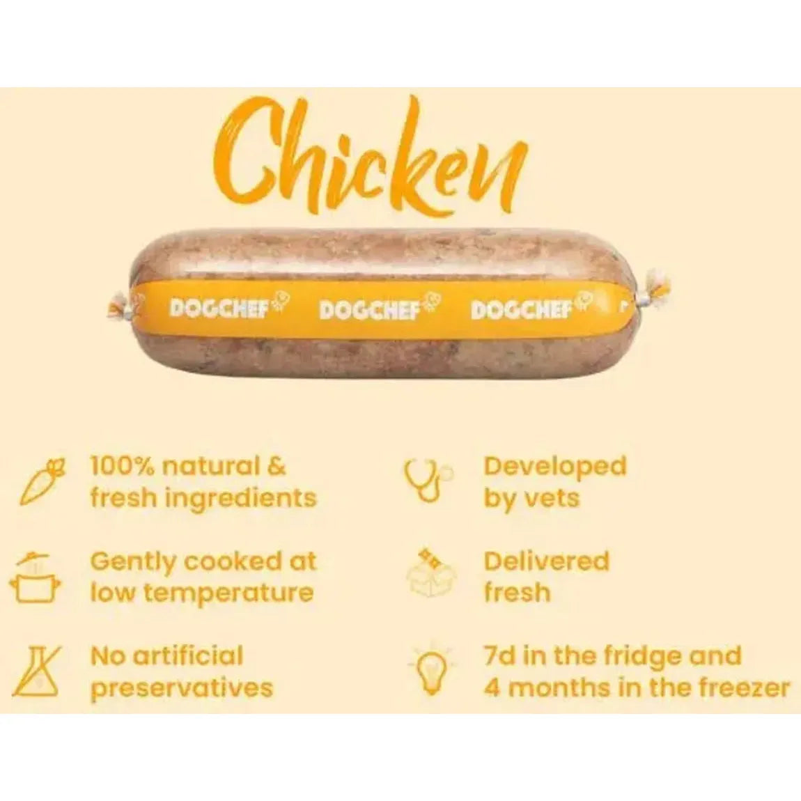 DOG CHEF Poulet 400g – Pâtée Fraîche Cuisinée Monoprotéine Chien