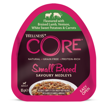 WELLNESS CORE Chien Small Breed Savoury Medley Agneau Chevreuil Légumes 6x85g