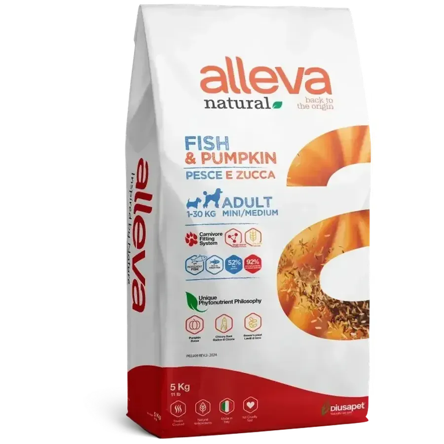 Alleva Natural Poisson & Potiron chien adulte mini/medium