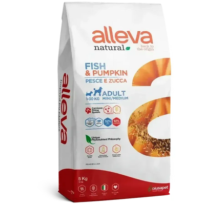 Alleva Natural Poisson & Potiron chien adulte mini/medium 5kg