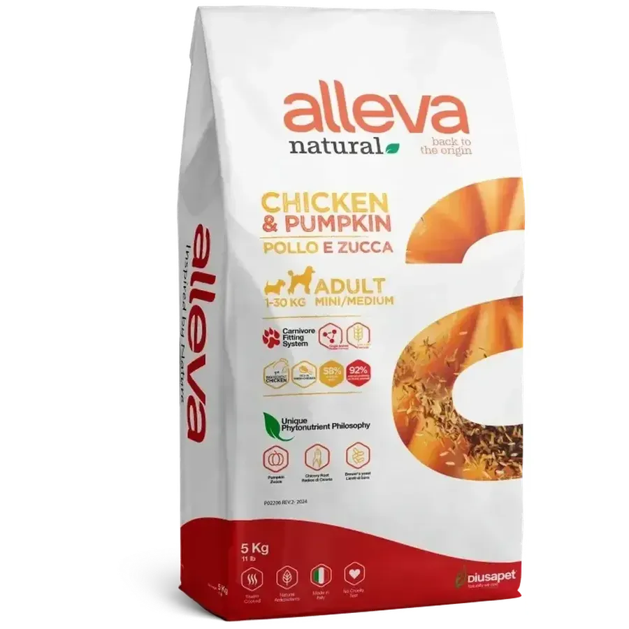 Alleva Natural Poulet & Potiron chien adulte mini/medium