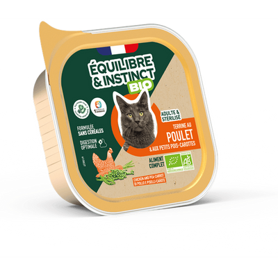 EQUILIBRE & INSTINCT Terrine pour chat adulte poulet légumes BIO 85g