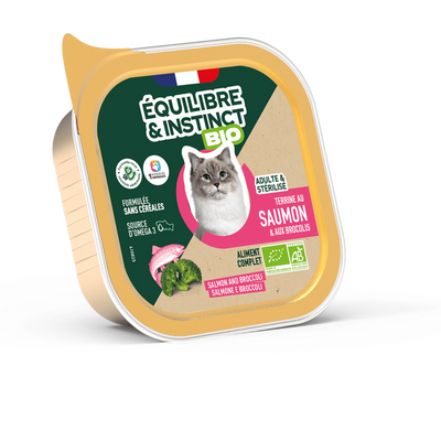 EQUILIBRE & INSTINCT Terrine pour chat adulte saumon légumes BIO 85g