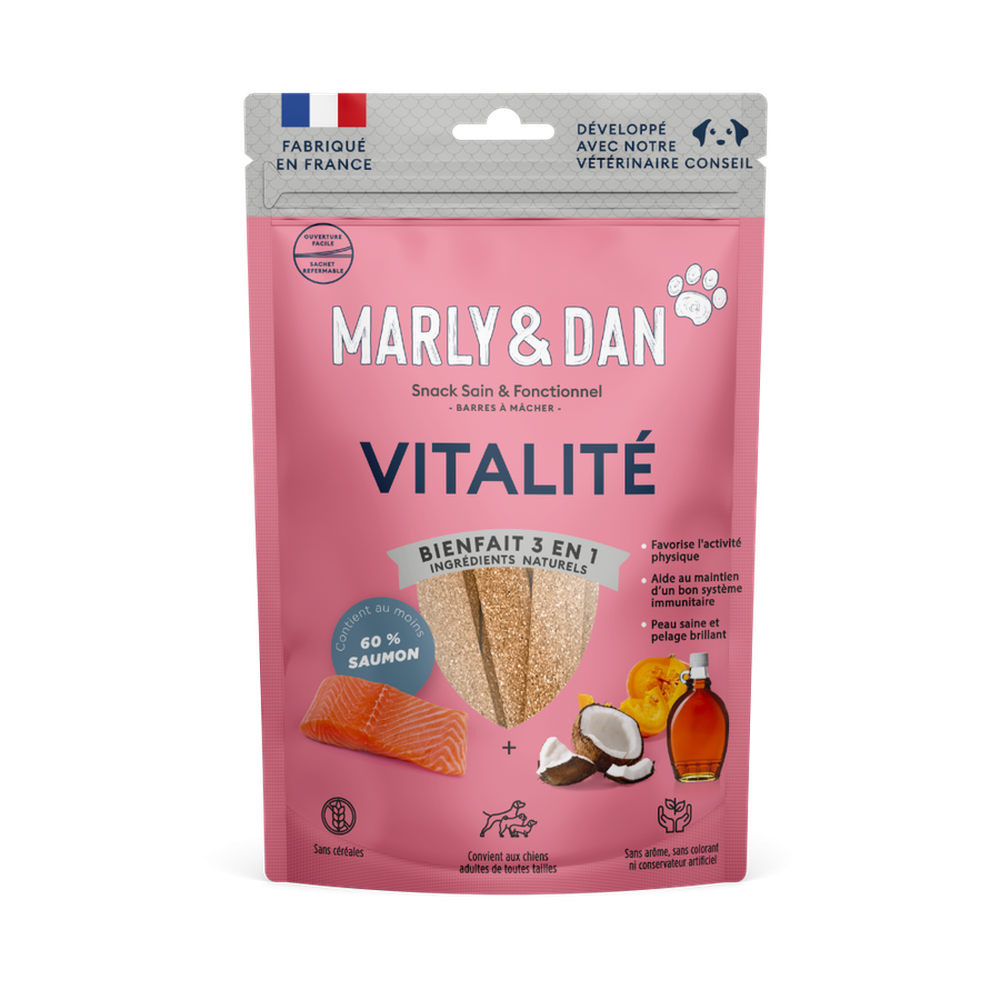 MARLY ET DAN Barres à mâcher Vitalité Chien Saumon