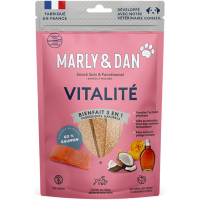 MARLY ET DAN Barres à mâcher Vitalité Chien Saumon