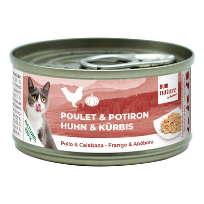 Boîte Bubi Nature poulet et potiron 70 g, pâtée naturelle pour chat
