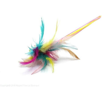 ZOOMALIN Canne à pêche plume gris/blanc/rose pour chat