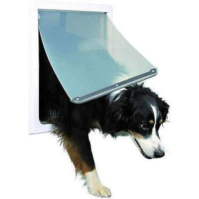 TRIXIE Chatière 2 Positions M-XL pour Chiens Trappe Flexible Blanche avec Tunnel