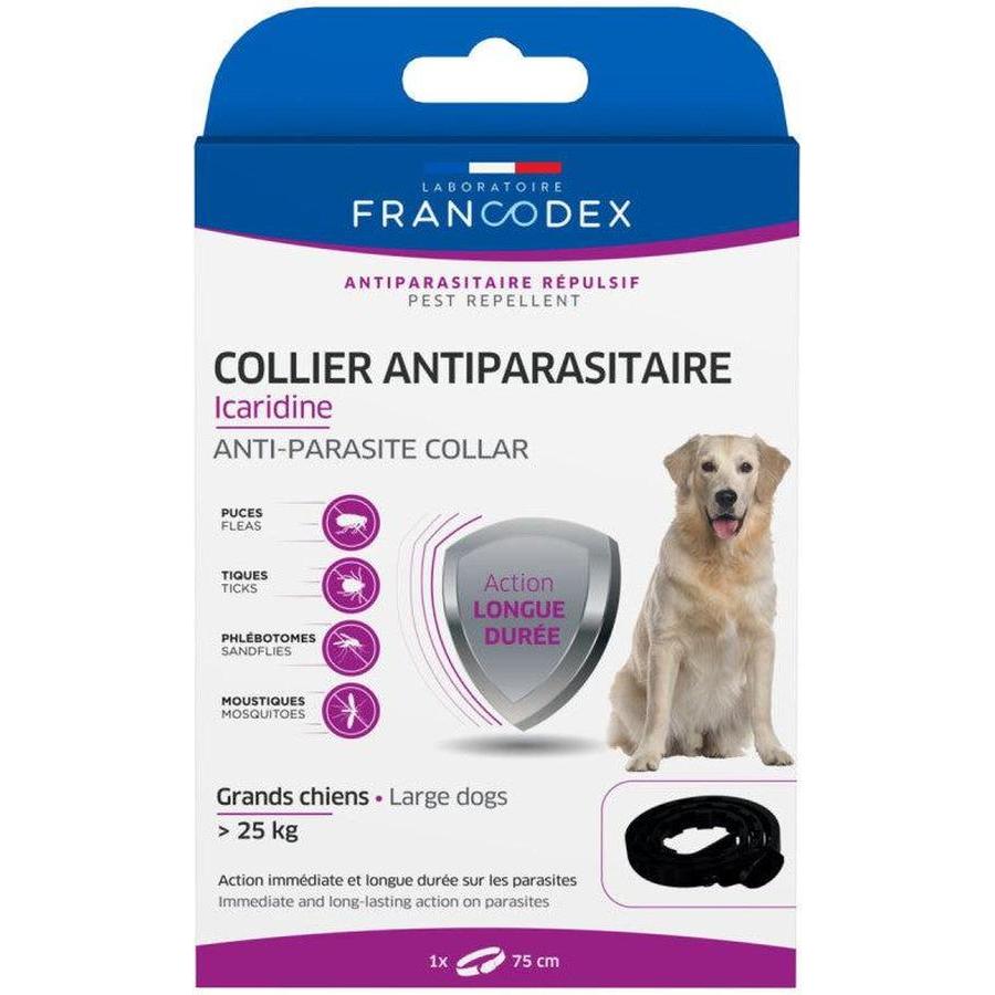 FRANCODEX Collier Antiparasitaire Icaridine GCN Noir Grand Chien 60-75 cm 4 Mois