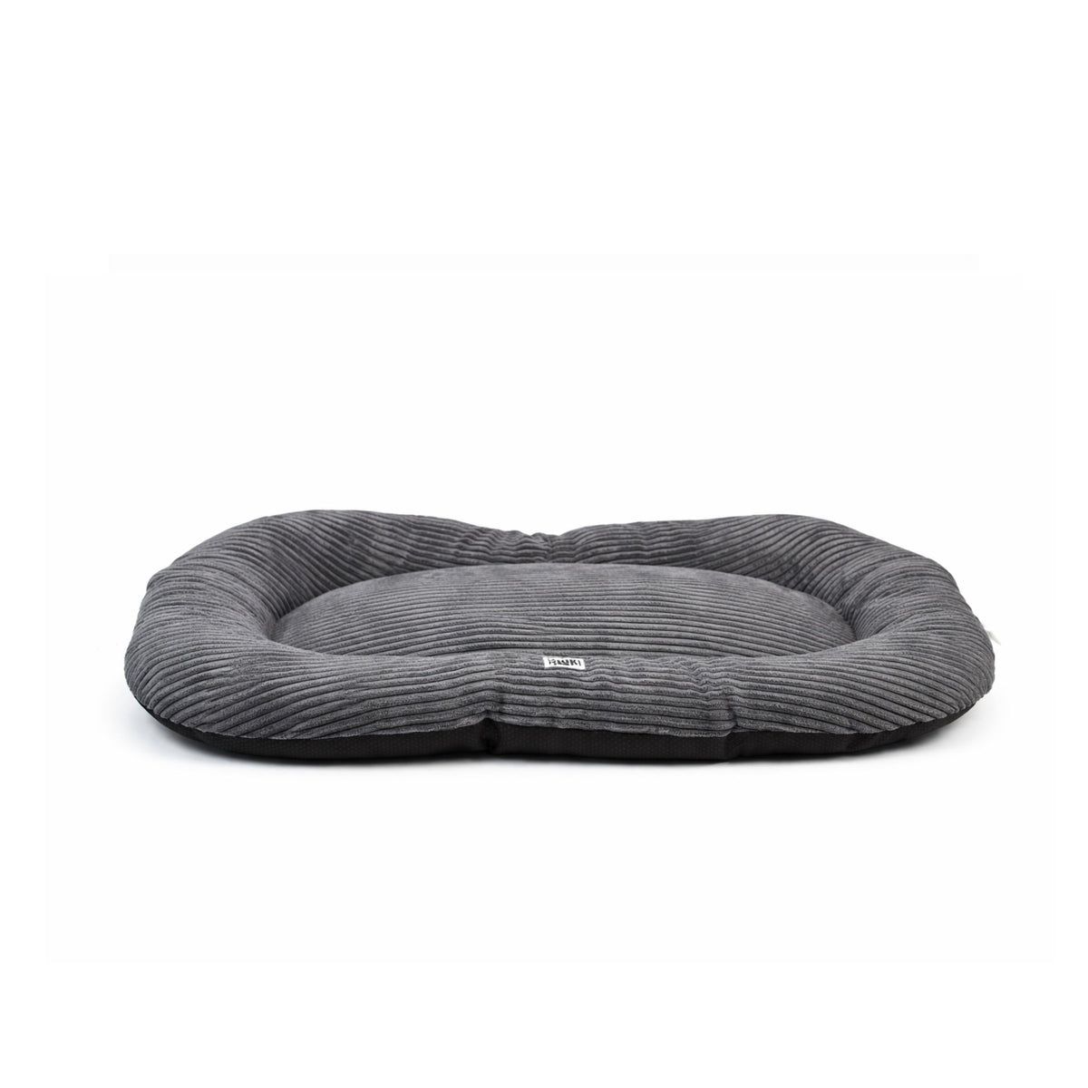 Coussin ovale Mon Ami Luki en velours côtelé gris, 110 x 70 x 8 cm