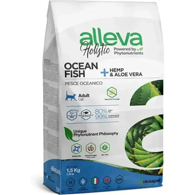 Croquettes sans céréales Alleva Holistic Poisson + Chanvre & Aloe Vera chat adulte