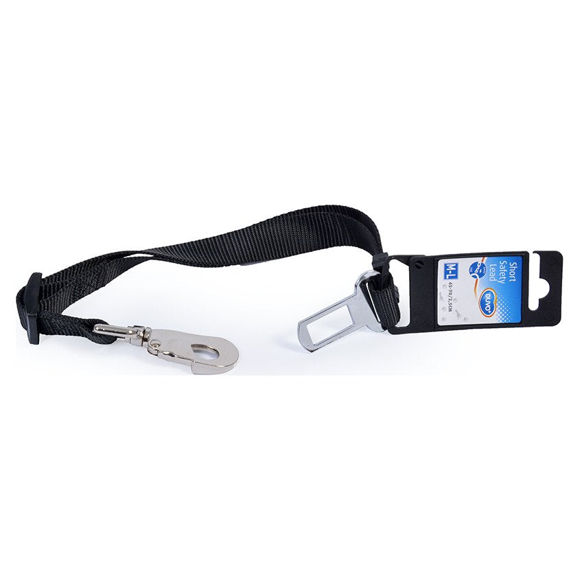 DUVO+ Ceinture de Sécurité Auto Courte pour Chien 45-70cm Noir