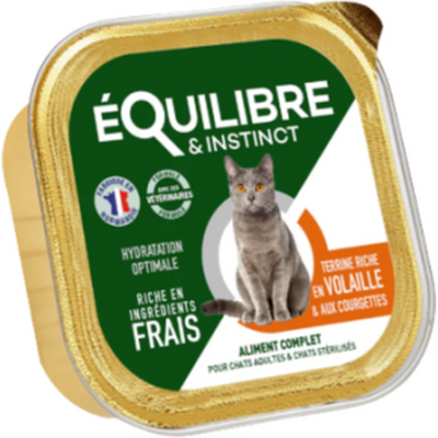 EQUILIBRE & INSTINCT Terrine pour chat adulte saumon légumes BIO 85g